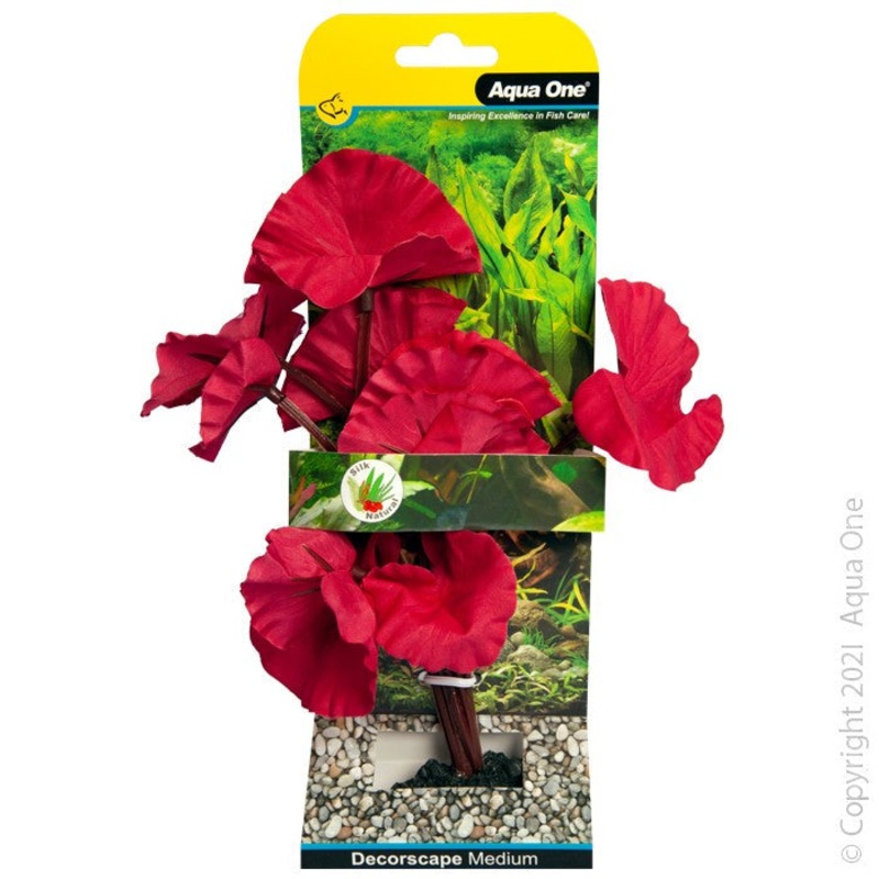 Aqua One Silk Plant Tiger Lotus Red Medium 20cm (24265)