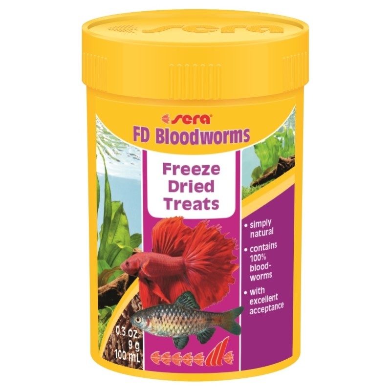 Sera Fd Bloodworms - 9g / 100ml Freeze Dried Bloodworms
