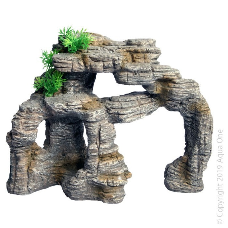 Aqua One Ornament Rock Cliff With Plant 26.5x13.5x20.5cmhh (37877)