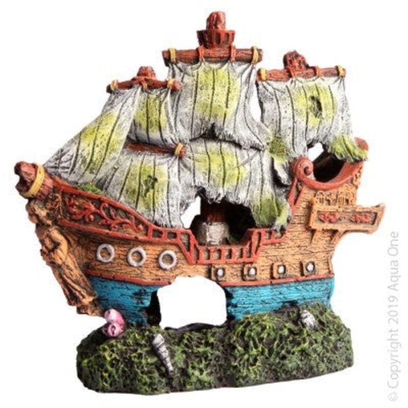 Aqua One Ornament Sailing Ship 15x6.5x14cmh (36974)
