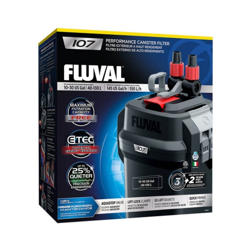 Fluval 107 Performance Filtres Extrieurs, up to 130 L (30 US gal)