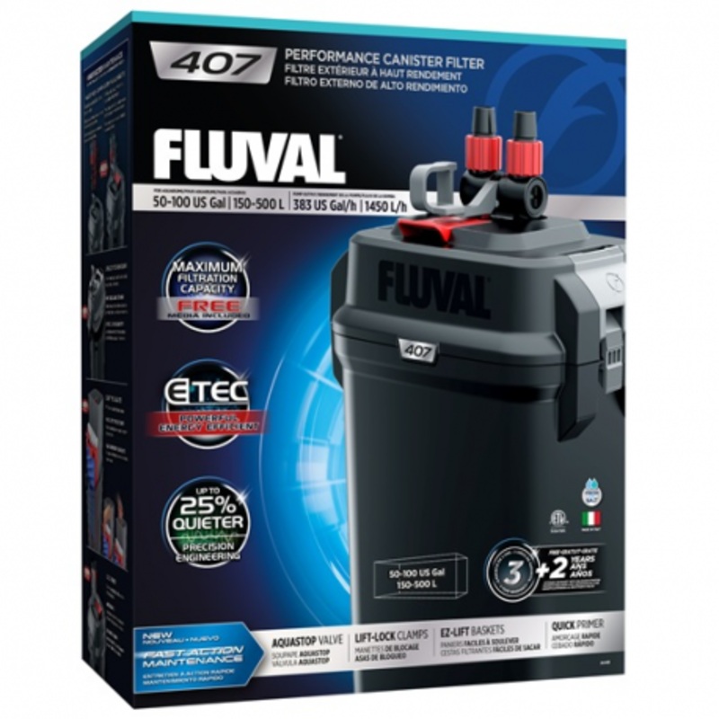 Fluval 407 Performance Filtres Extrieurs, up to 500 L (100 US gal)