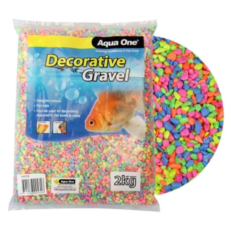 Aqua One Decorative Gravel 2kg Mixed Aqua Green 2mm
