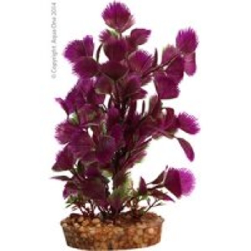 Aqua One Plastic Plant Purple Hottonia W Gravel Base M