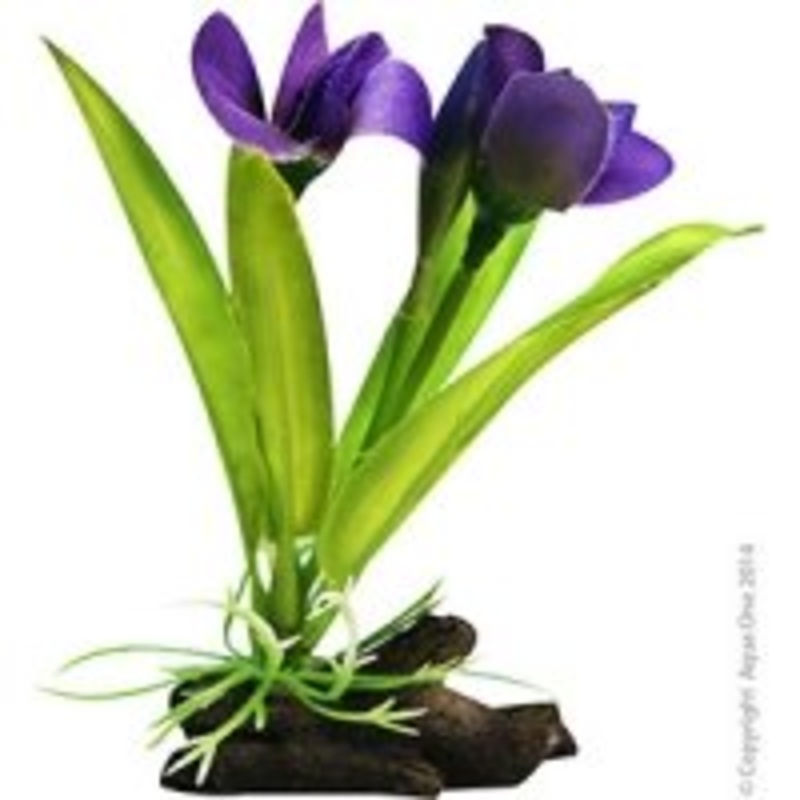 Aqua One Plastic Plant Violet W Log Base Sm