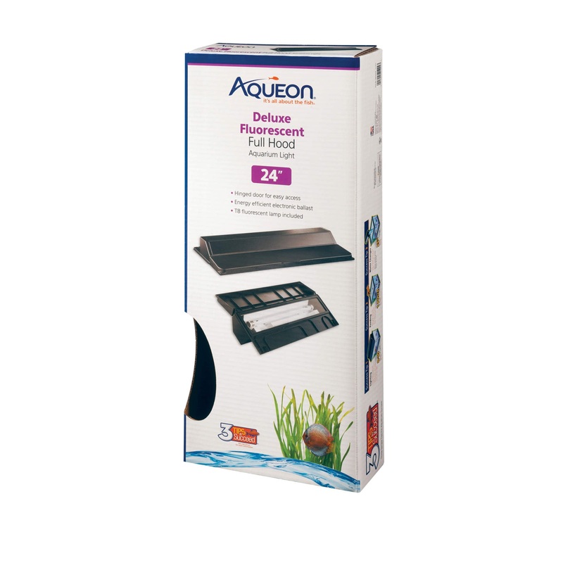 Aqueon Deluxe FLUORESCENT Full Hood 24" Aquarium Lighting for Freshwater