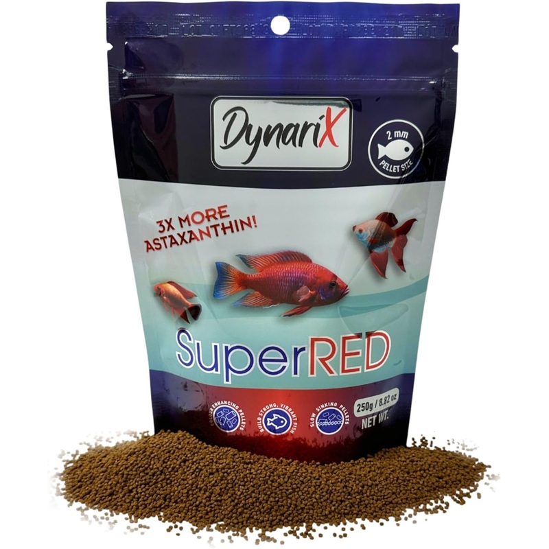 DynariX SuperRED Fish Food, 2mm Pellets, 250g, Colour-Enhancing Formula with 3X Astaxanthin"MADE IN CANADA"