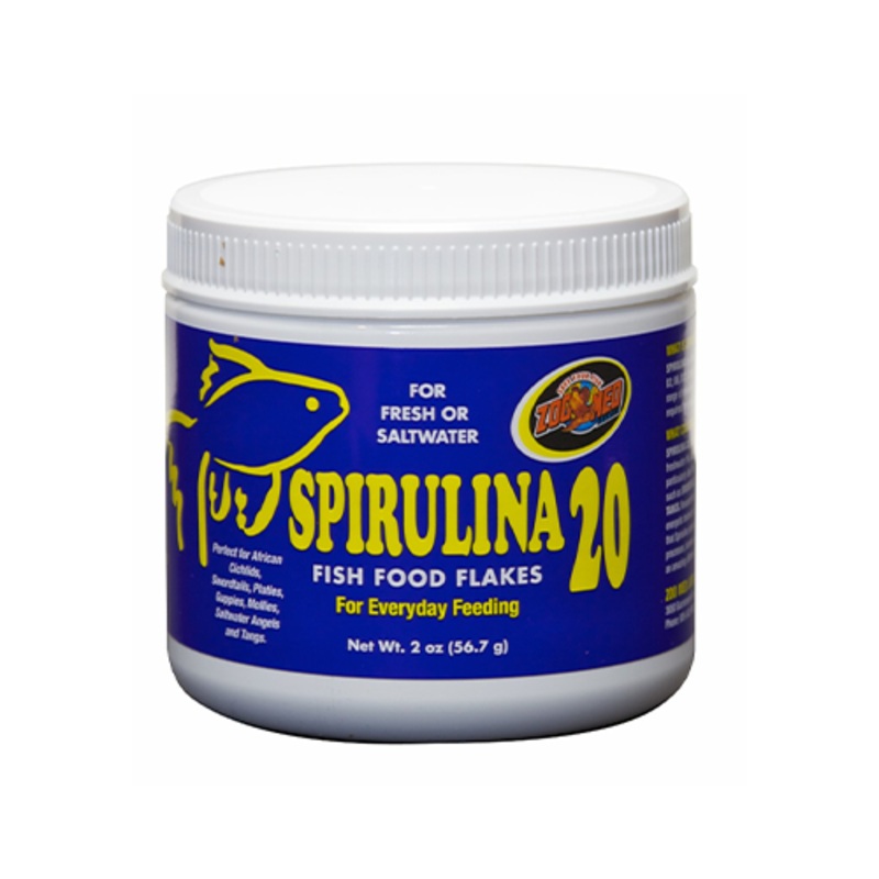 ZOO MED SPIRULINA 20 FISH FOOD FLAKES 2 OZ
