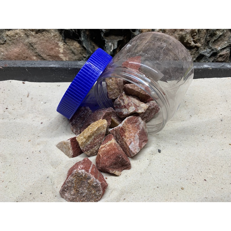 Fiery Red and White Rock Pieces Jar - Great For Nano Tanks..