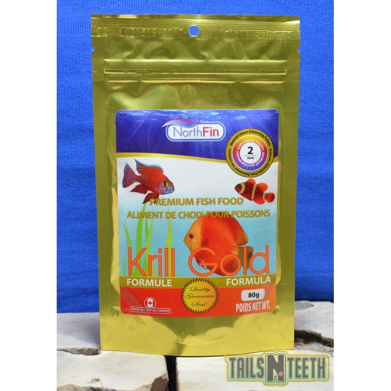 NorthFin Krill Gold - 2mm Pellet 80g - Premium Fish Food - Made in Canada