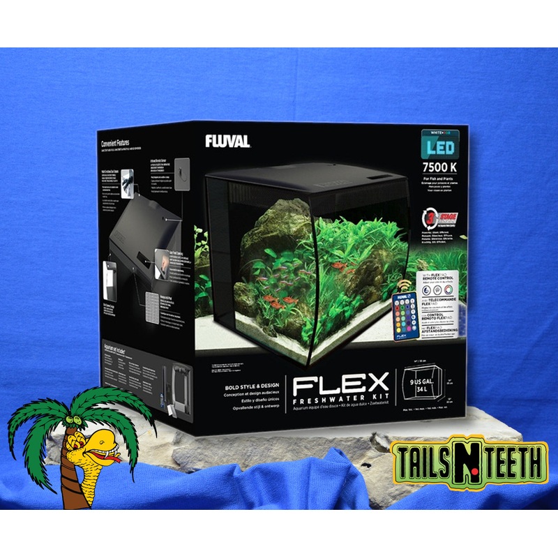 Fluval FLEX Aquarium Kit - 34 L (9 US gal) - Freshwater Glass Aquarium Kit Black