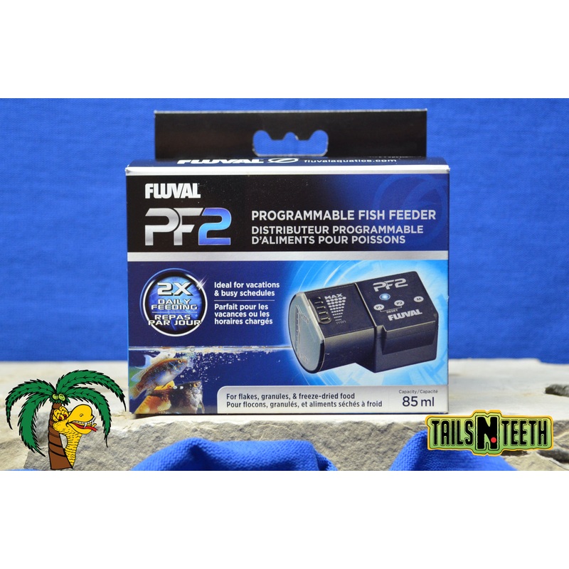 Fluval PF2 Programmable Fish Feeder - Flakes or Pellets - Feeds Twice Per Day