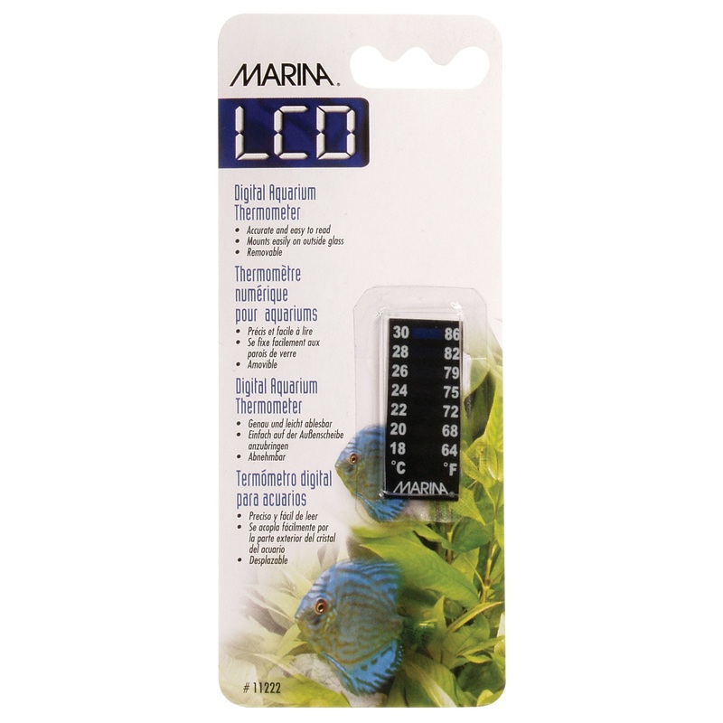 Marina LCD Aquarium Thermometer - Centigrade - Fahrenheit - 18 to 30 C (64 to 86 F)