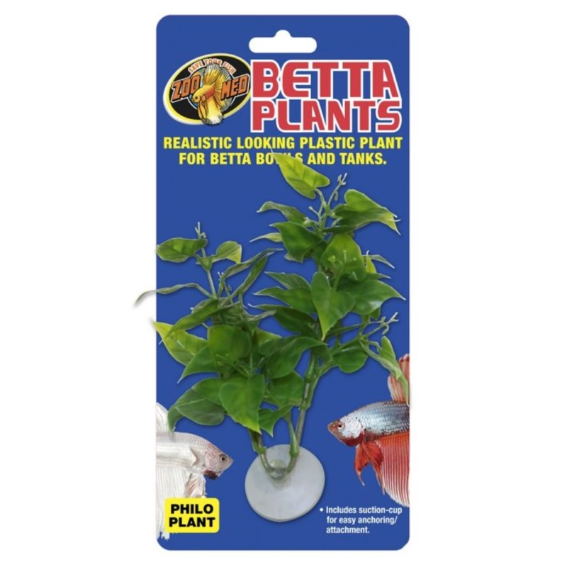 Zoo Med Betta Plants - Philo Plant - Realistic Plastic Plant - Suction Cup
