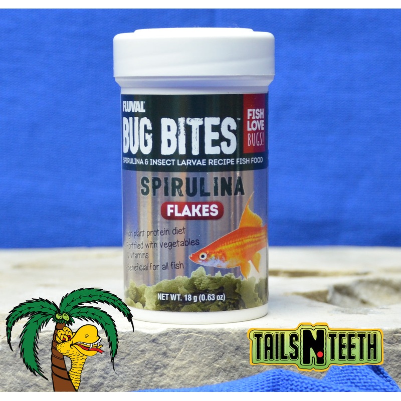 Fluval Bug Bites Spirulina Flake 18g ~ Insect Larvae High Protein Diet