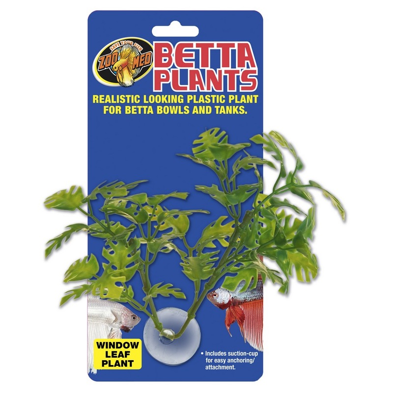 Zoo Med Betta Plants - Window Leaf Plant - Realistic Plastic Plant - Suction Cup