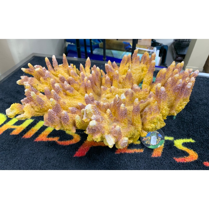Golden Yellow Acropora Coral Reef  -  Aquarium Ornament - Large 14.5" x 11" x 6.5"