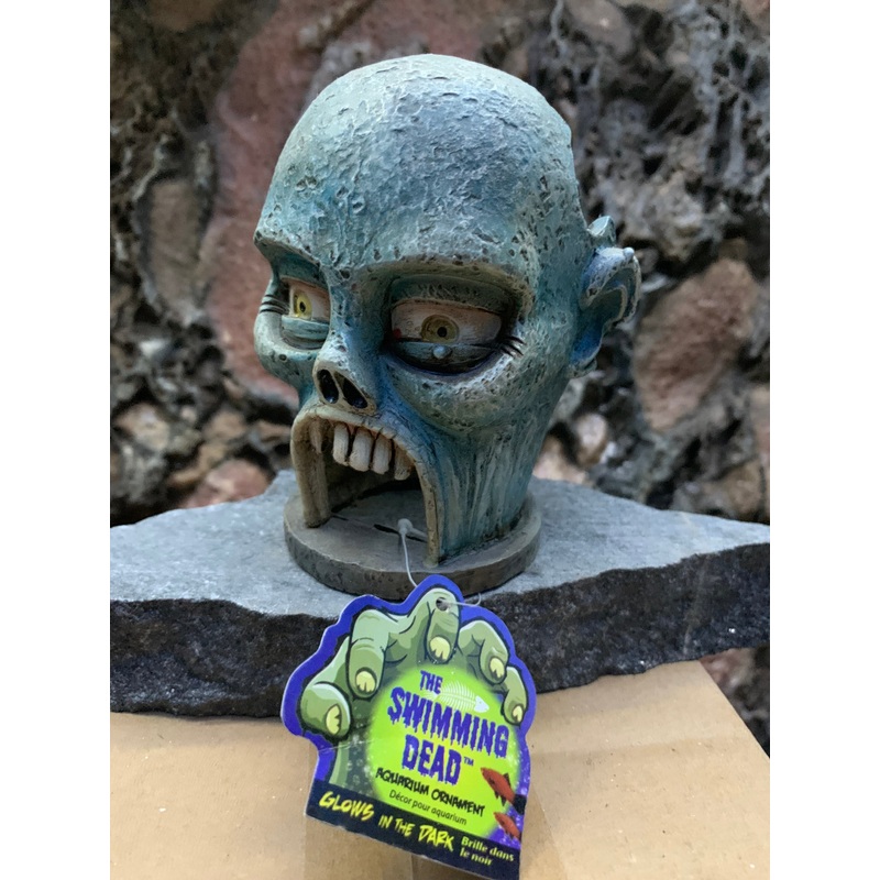 Penn Plax Zombie Skull Fish hide-Away ZBR11 (Glows in the Dark) "The Swimming Dead"