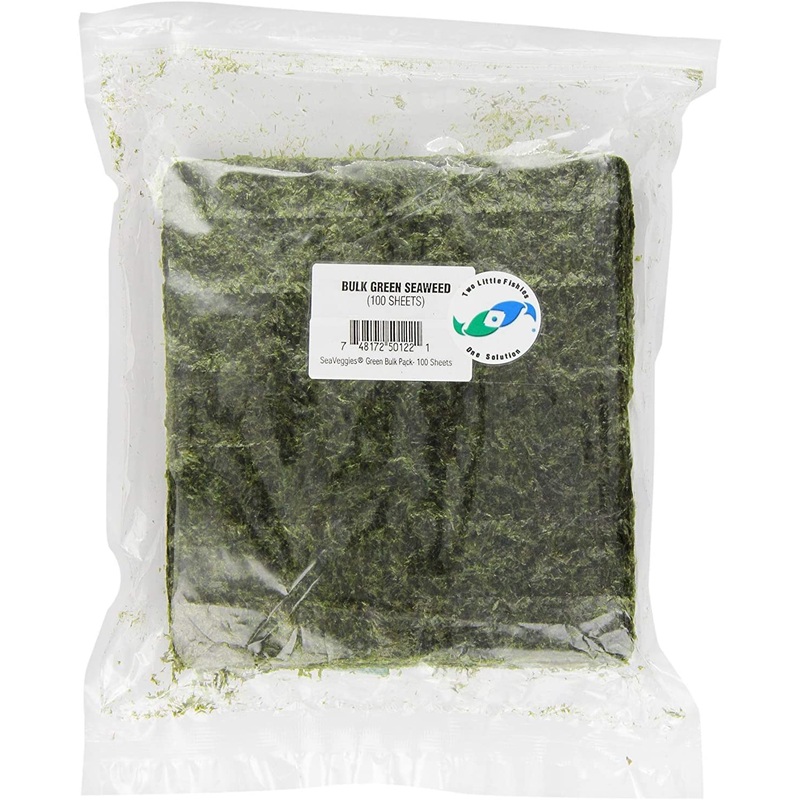 Two Little Fishies Sea Veggies Green Seaweed Bulk Pack 100 sheets