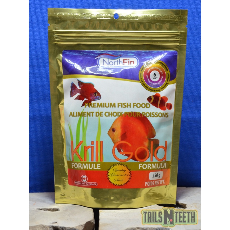 NorthFin Krill Gold - 6mm Pellet 250g - Premium Fish Food - Made in Canada
