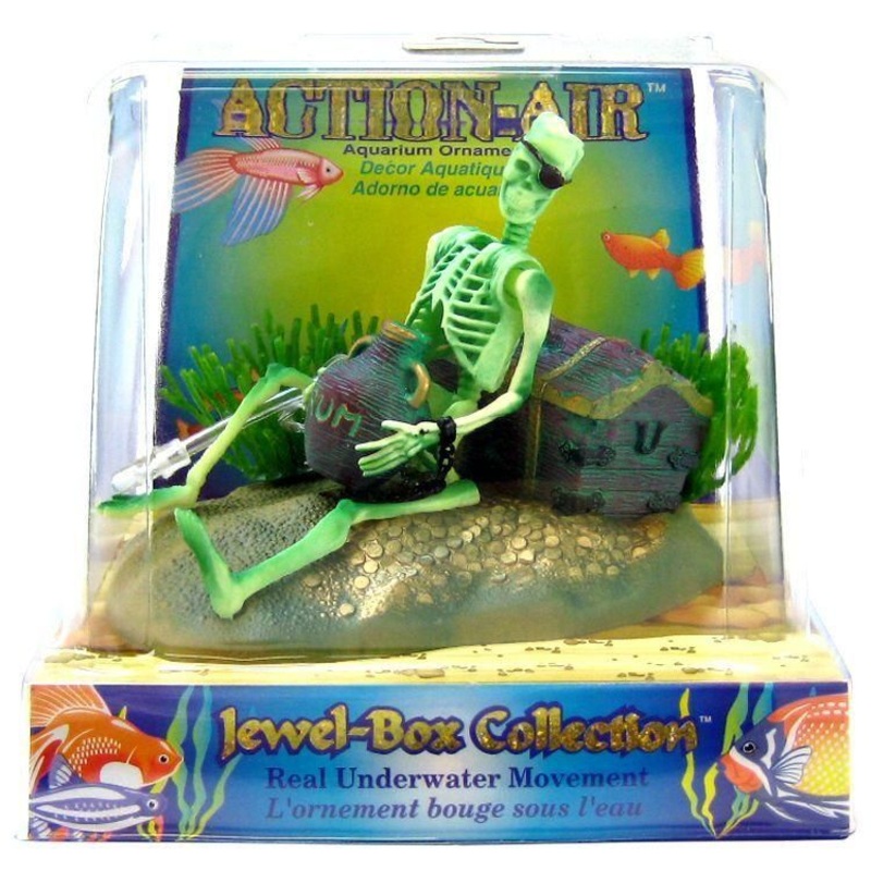 Penn Plax Action-Air Skeleton with Jug & Treasure Chest - 0-85