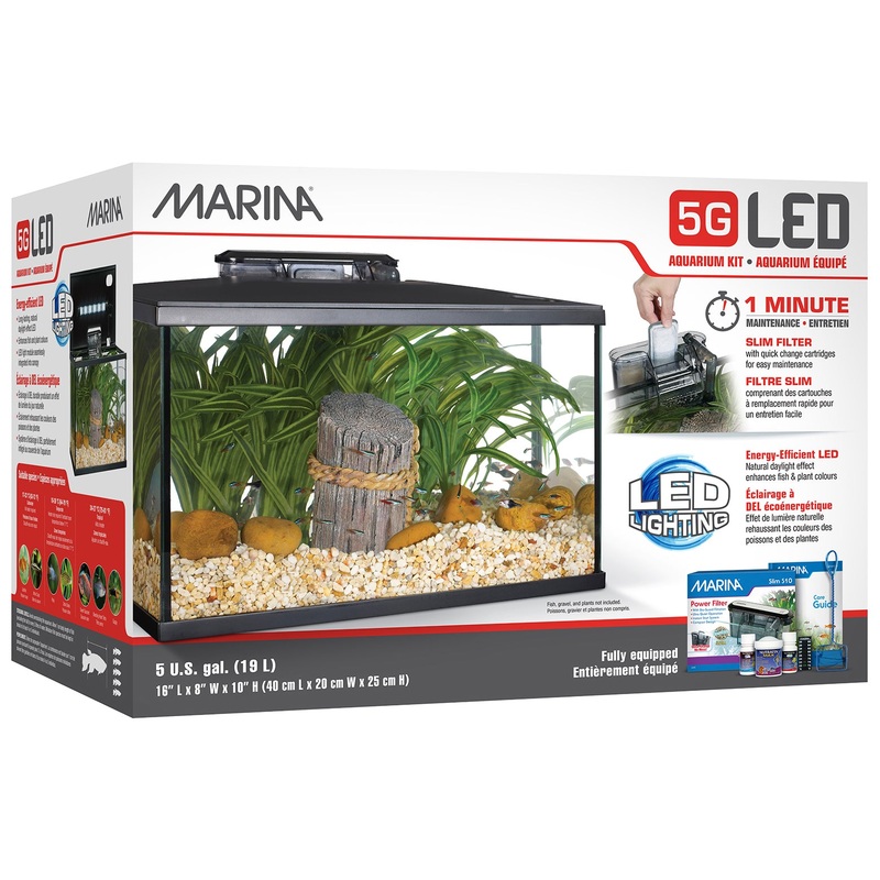 Marina 5 Gallon Aquarium Starter Kit - 19L (5 US gal) - Freshwater Glass Aquarium Kit