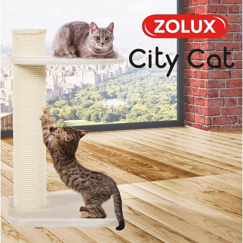 Zolux City Cat 2 Scratching Post with Platform - Beige - 59 x 45 x 97 cm