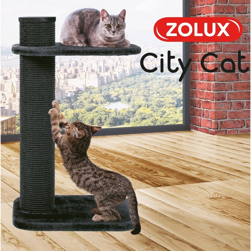 Zolux City Cat 2 Scratching Post with Platform - Grey - 59 x 45 x 97 cm