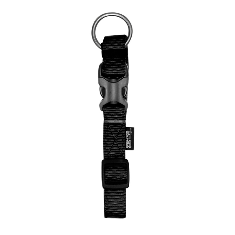 Zeus Adjustable Nylon Dog Collar - Black - X Large