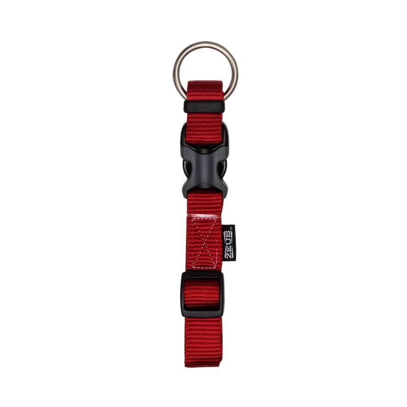 Zeus Adjustable Nylon Dog Collar - Red - X Large
