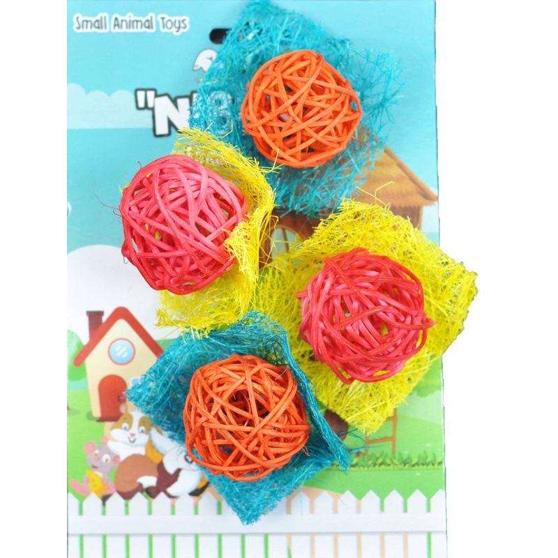 A & E Cages Nibbles Small Animal Loofah Chew Toy Bon Bons