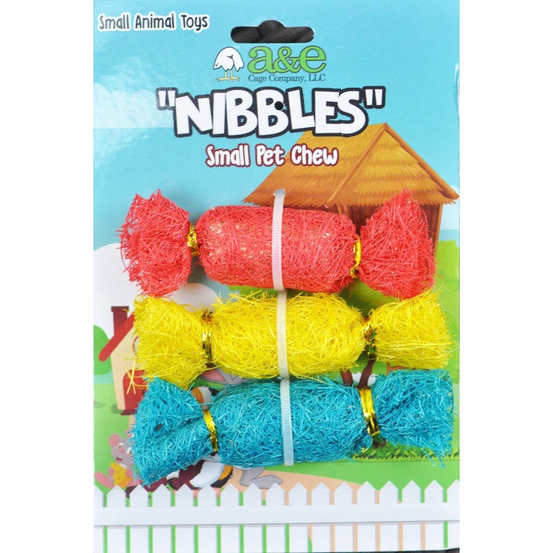 A & E Cages Nibbles Small Animal Loofah Chew Toy Candies