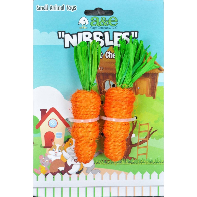 A & E Cages Nibbles Small Animal Loofah Chew Toy Carrots