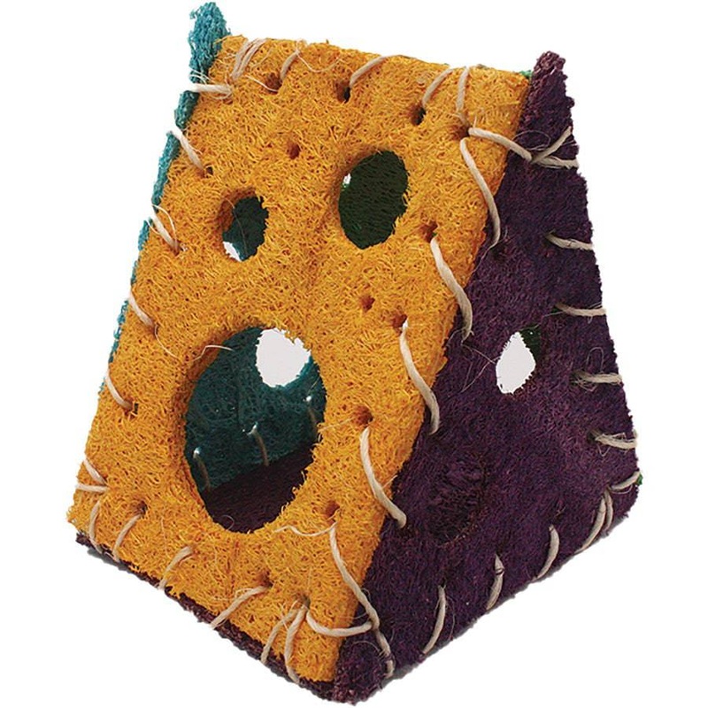 A & E Cages Nibbles Small Animal Loofah Chew Toy Cheese House