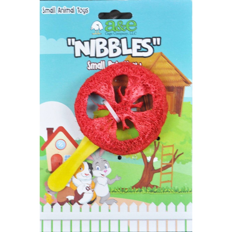 A & E Cages Nibbles Small Animal Loofah Chew Toy Lollipop