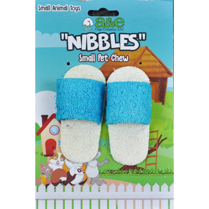 A & E Cages Nibbles Small Animal Loofah Chew Toy Sandals