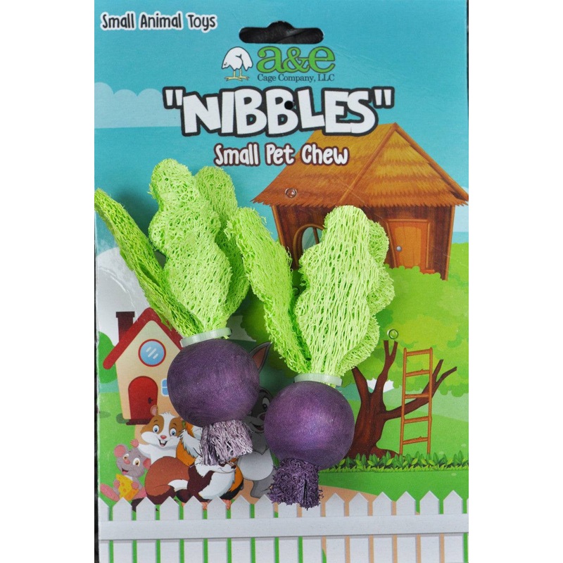 A & E Cages Nibbles Small Animal Loofah Chew Toy Turnips
