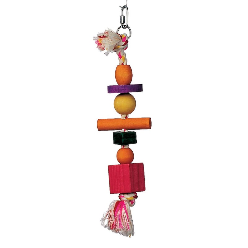 Living World Junglewood Bird Toy - Rope with 3 Beads - 2 Blocks - 1 Cylinder & 1 Peg