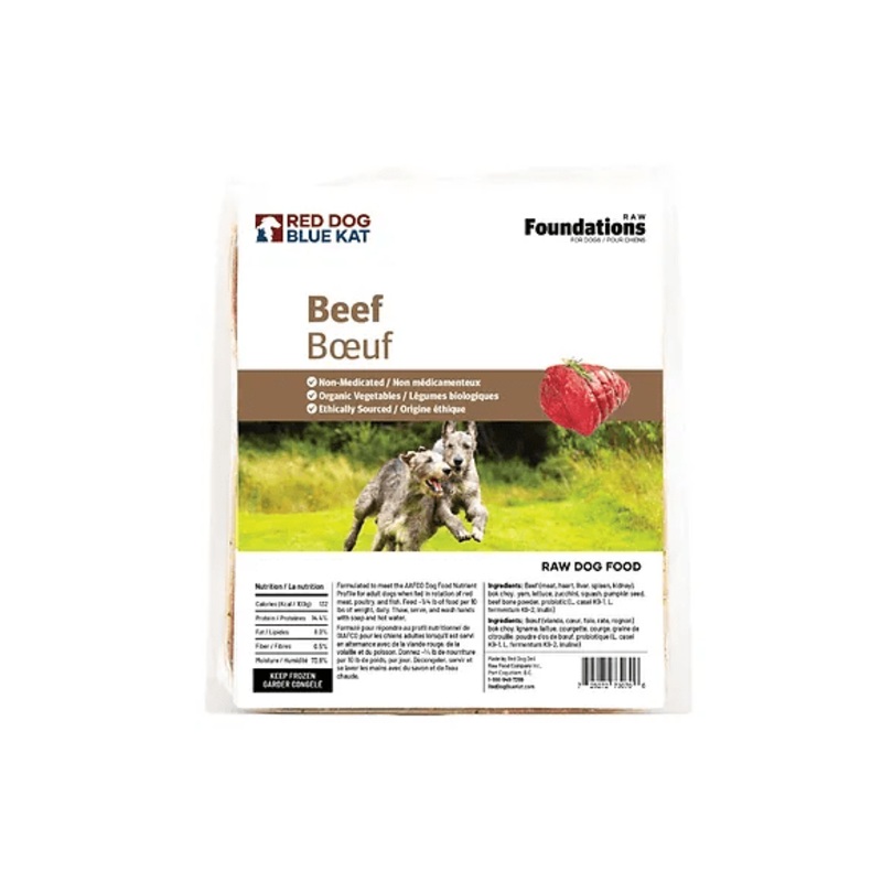 Red Dog Blue Kat Beef Recipe Frozen Raw Dog Food - 4 x 1/4 lb Tray