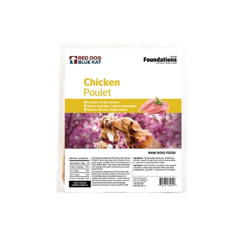 Red Dog Blue Kat Chicken Recipe Frozen Raw Dog Food - 4 x 1/4 lb Tray