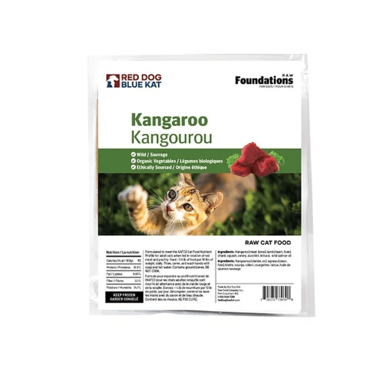 Red Dog Blue Kat Kangaroo Recipe Frozen Raw Cat Food - 4 x 1/4 lb Tray
