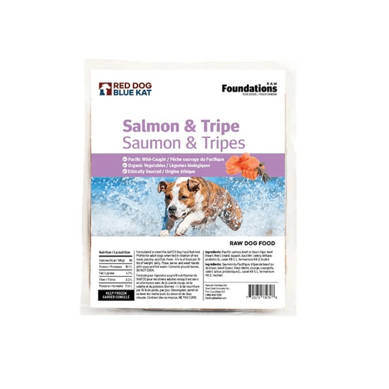 Red Dog Blue Kat Salmon & Tripe Recipe Frozen Raw Dog Food - 4 x 1/4 lb Tray